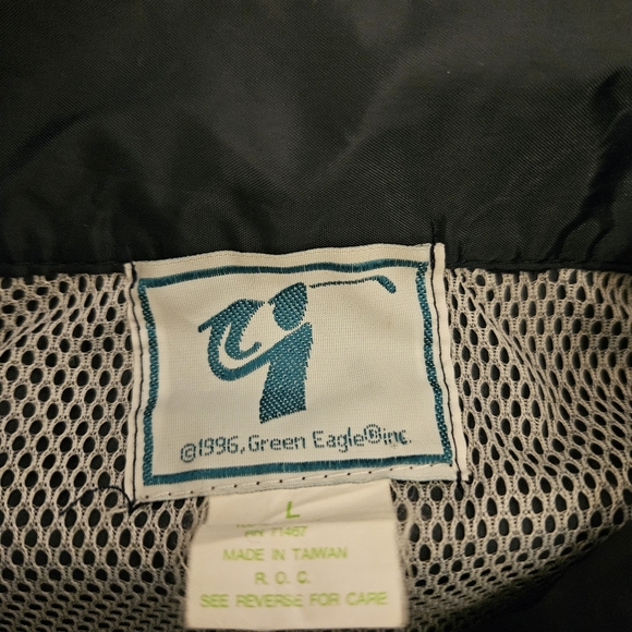 Mens Vintage Green Eagle Jacket Mens Large Blue Full Zip 90s 1996 Windbreaker - Picture 7 of 8